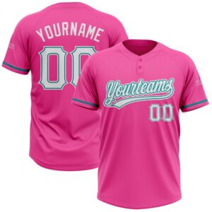 Pink White Teal Two Button Unisex Softball&hellip;