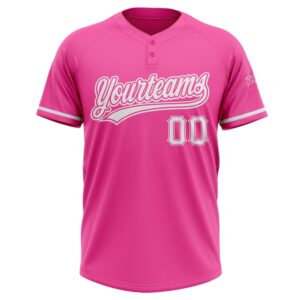 Pink White Two Button Unisex Softball Jersey Custom Team Softball Jersey 2 pcpaya.jpg