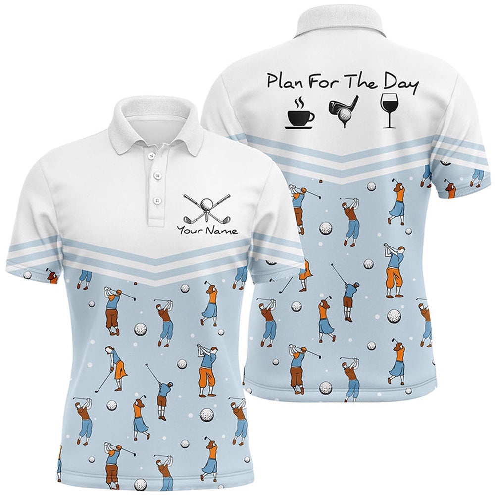 Playing Golf Plan For The Day Blue Men’s Polo Shirts Custom Cute Golf Shirts For Men Golf Gifts, Golf Polo Shirt, Golf Shirts