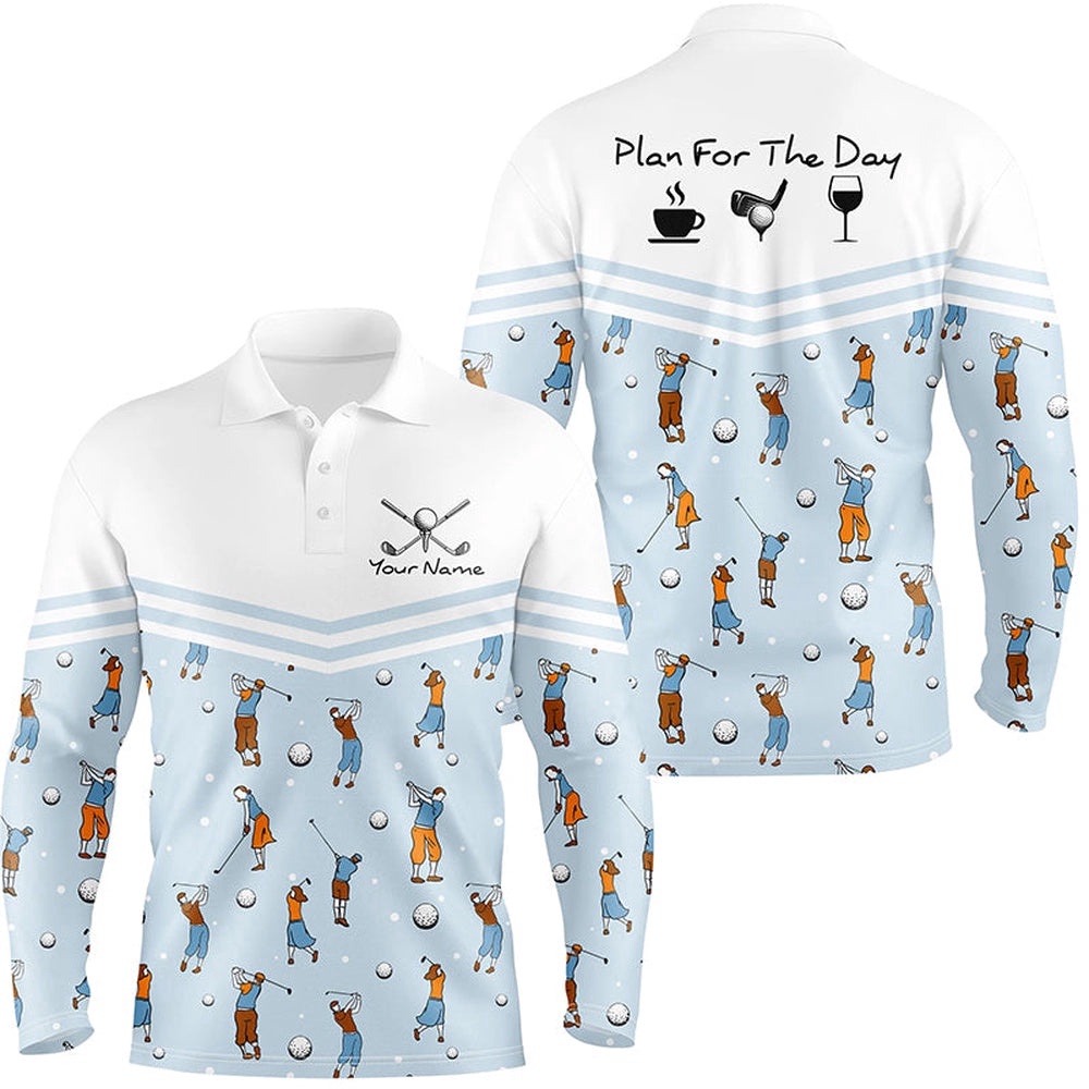 Playing Golf Plan For The Day Blue Men’s Polo Shirts Custom Cute Golf Shirts For Men Golf Gifts, Golf Polo Shirt, Golf Shirts
