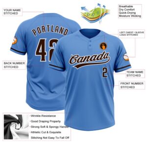 Powder Blue Brown White Two Button Unisex Softball Jersey Custom Team Softball Jersey 3 c6fkt0.jpg