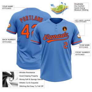 Powder Blue Orange Royal Two Button Unisex Softball Jersey Custom Team Softball Jersey 3 pc1aed.jpg