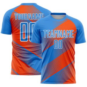 Powder Blue Orange White Line Sublimation Soccer&hellip;