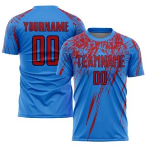 Powder Blue Red Navy Sublimation Soccer Uniform&hellip;