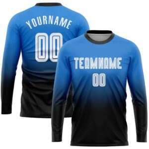 Powder Blue White Black Sublimation Long Sleeve&hellip;