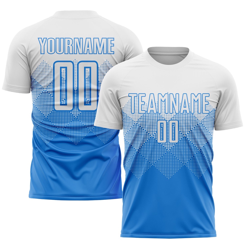 Powder Blue White Sublimation Soccer Uniform Jersey, Custom Team Soccer Jersey Shirt