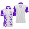 Purple And White Men’s Golf Polo Shirts Custom Golf Ball Shirt For Men, Best Men Golf Wear, Golf Polo Shirt, Golf Shirts