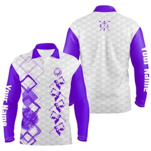 Purple And White Men’s Golf Polo Shirt&hellip;