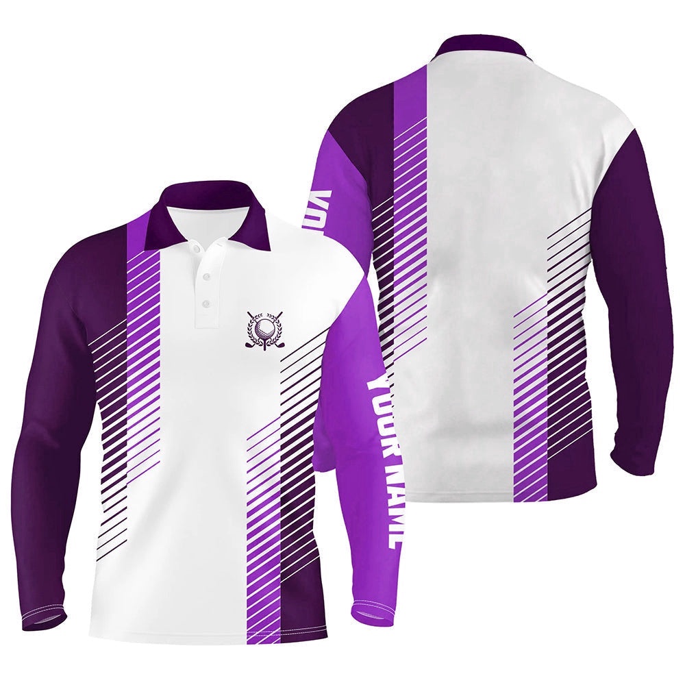 Purple And White Men’s Golf Polo Shirts Custom Golf Ball Shirt For Men, Best Men Golf Wear, Golf Polo Shirt, Golf Shirts