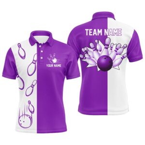Purple And White Retro Vintage Bowling Polo&hellip;
