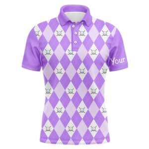 Purple Argyle Plaid Pattern Men’s Golf Polos&hellip;