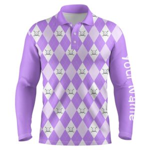 Purple Argyle Plaid Pattern Men’s Golf Polos&hellip;
