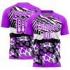 Purple Black White Geometric Pattern Sublimation Soccer Uniform Jersey, Custom Team Soccer Jersey Shirt