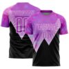 Purple Black White Geometric Shapes Sublimation Soccer Uniform Jersey, Custom Team Soccer Jersey Shirt