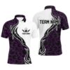 Purple Black Retro Bowling Polo Shirts For Men Custom Vintage Bowling Team Polo Shirt, Personalized Bowling Team Shirt