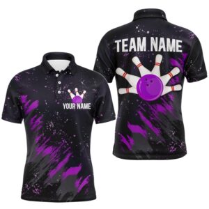 Purple Bowling Polo Shirt Team Custom Bowling&hellip;