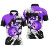 Purple Camo Bowling Polo Shirts Unisex Bowling Team Polo Shirt Men Women, Personalized Bowling Team Shirt