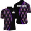 Purple Flame Bowling Ball Customize Bowling Team Shirts, Bowling Tournament Outfits, Custom Bowling Team Jersey Shirt