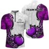 Purple Flame Bowling Jersey For Men And Women Bowling Team Jersey Strike Bowling, Custom Bowling Team Jersey Shirt