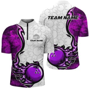 Purple Flame Bowling Shirts For Men Bowling&hellip;