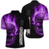Purple Flame Zip Bowling Shirts For Men And Women Bowling Team Jersey Unisex, Custom Bowling Team Jersey Shirt
