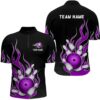 Purple Skull Bowling Ball Men And Women Bowling Team Jersey, Bowling Tournament Shirts, Custom Bowling Team Jersey Shirt