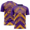 Purple Gold Black Sublimation Fade Fashion Soccer Uniform Jersey, Custom Team Soccer Jersey Shirt