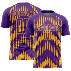 Purple Gold Abstract Triangle Sublimation Soccer Uniform&hellip;