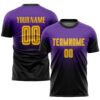Purple Gold Black Sublimation Long Sleeve Fade Fashion Soccer Uniform Jersey, Custom Team Soccer Jersey Shirt