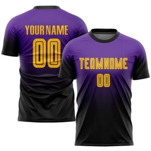 Purple Gold Black Sublimation Fade Fashion Soccer&hellip;