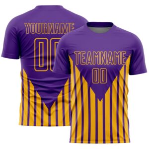 Purple Gold Lines Sublimation Soccer Uniform Jersey,&hellip;