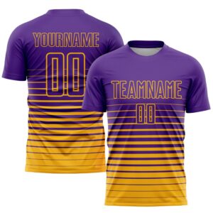 Purple Gold Pinstripe Fade Fashion Sublimation Soccer&hellip;