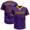 Purple Gold Pinstripe White Two Button Unisex Softball Jersey, Custom Team Softball Jersey