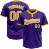 Purple Gold Pinstripe White Two Button Unisex Softball Jersey, Custom Team Softball Jersey