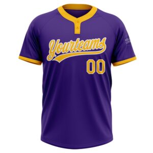 Purple Gold White Two Button Unisex Softball&hellip;