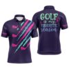 Purple Graphic Stripe Argyle Pattern Custom Men’s Personalized Men’s Golf Tops, Golf Polo Shirt, Golf Shirts