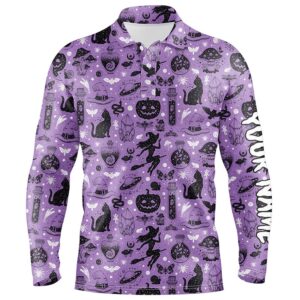 Purple Halloween Seamless With Pumpkin Cat Witch&hellip;