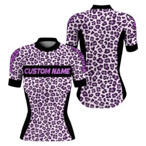 Purple Leopard Cycling Jersey Women Short Sleeve&hellip;