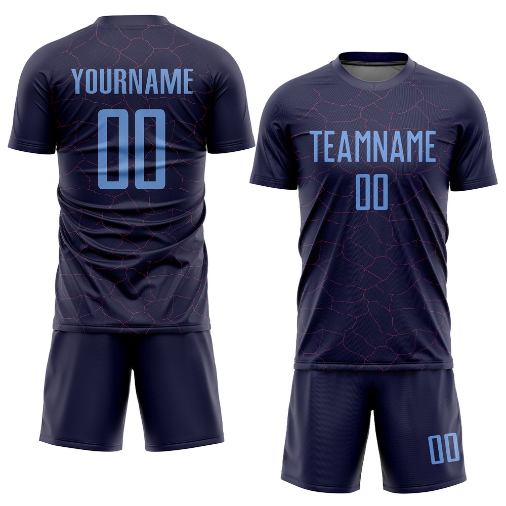Purple Light Blue Sublimation Soccer Uniform Jersey, Custom Team Soccer Jersey Shirt