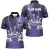 Purple Skull Bowling Polo Shirt For Men & Women Custom Funny Bowling Team Polo Shirt, Personalized Bowling Team Shirt
