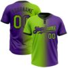 Purple Neon Green Pinstripe Old Gold Two Button Unisex Softball Jersey, Custom Team Softball Jersey