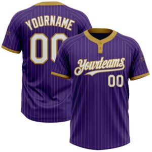 Purple Old Gold Pinstripe White Two Button&hellip;