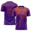 Purple Orange White Lines Sublimation Soccer Uniform Jersey, Custom Team Soccer Jersey Shirt