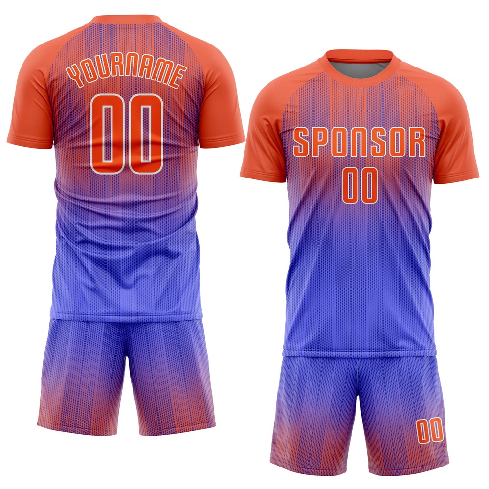Purple Orange White Sublimation Soccer Uniform Jersey, Custom Team Soccer Jersey Shirt