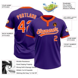 Purple Orange White Two Button Unisex Softball Jersey Custom Team Softball Jersey 3 o6zfzw.jpg