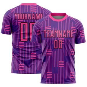 Purple Pink Black Lines Sublimation Soccer Uniform&hellip;