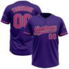 Purple Pink Pinstripe Black Two Button Unisex Softball Jersey, Custom Team Softball Jersey