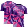 Purple Pink Damask Pattern Sublimation Soccer Uniform Jersey, Custom Team Soccer Jersey Shirt