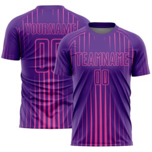 Purple Pink Lines Sublimation Soccer Uniform Jersey,&hellip;