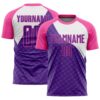 Purple Pink White Abstract Geometric Shapes Sublimation Soccer Uniform Jersey, Custom Team Soccer Jersey Shirt